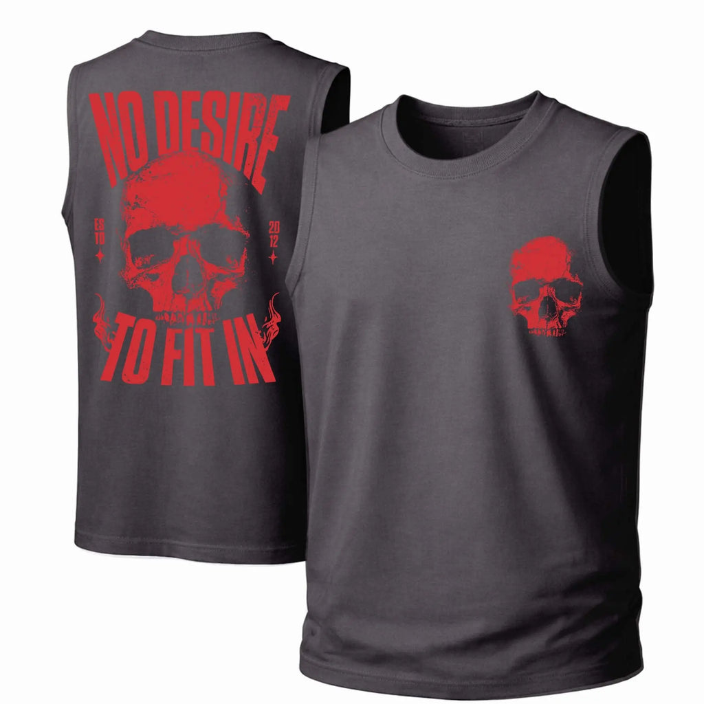 Men's Cotton Sleeveless Tank Top -No Desire To Fit In Skull Printed Style. This Is A Casual Item Suitable For Both Men And Women, Especially Perfect For Spring And Summer; The Cool Print And Classic Crew Neck Cut