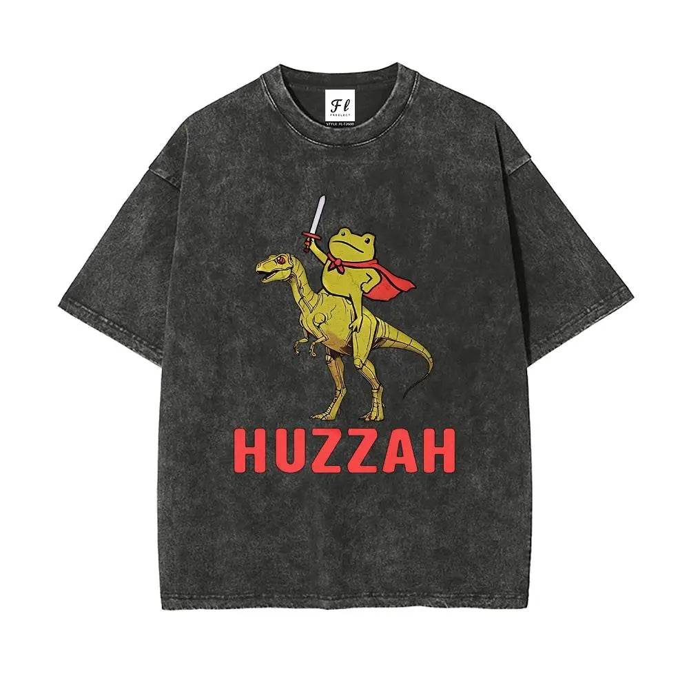 "I HAVE TO SAY WEIRD STUFF "Funny Frog Oversized Vintage Graphic T-Shirt, Retro Streetwear Casual Top in Soft Eco-Friendly Washed Stretch Cotton, Fabric