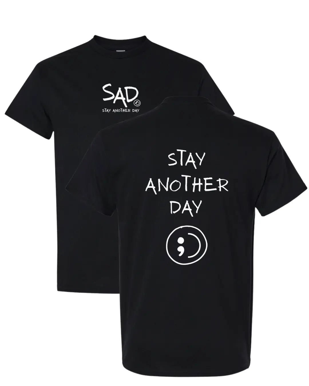 Stay Another Day Men's Cotton Graphic T-Shirt - Short-Sleeve, Loose Fit, Round Neck Crewneck, Minimalist Casual Positivity Graphic Mental Health Awareness Menswear Top, Tshirt