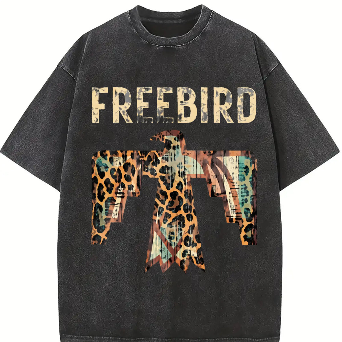 Women's Oversized Western Thunderbird T-Shirt, Loose Fit Shirts, Boyfriend Style Concert Top, Women's Clothes, Streetwear, Tops For Women
